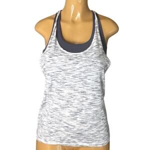 Lululemon Twist & Toil Tank Top Sports Bra Tiger Space Dye Black White Size 6